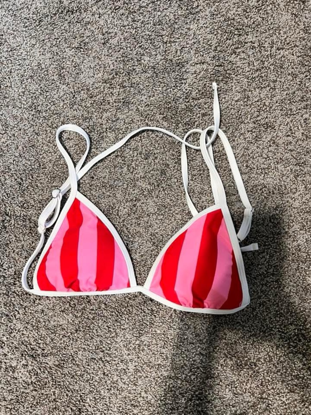 Target Pink & Red Striped Triangle Bikini Top